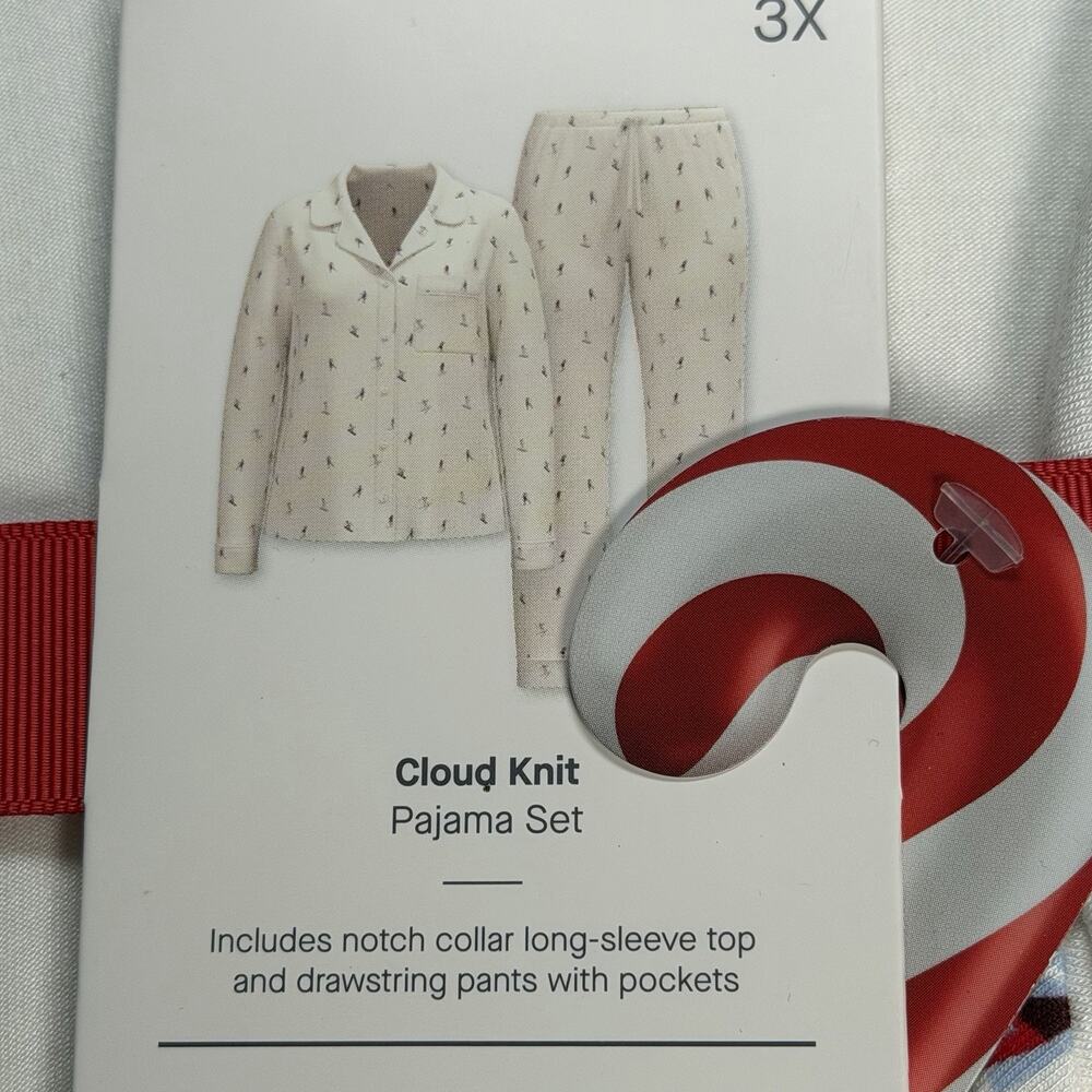 Auden Pajama Set Women's 3X Cloud Knit Long Sleeve Notch Collar Top and Pants